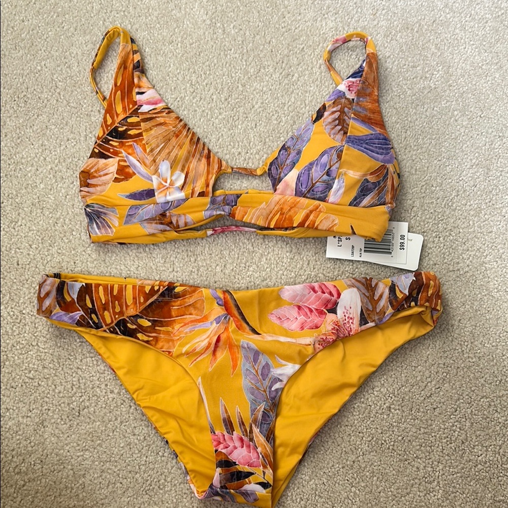 Tropical Yellow Floral Bikini Set
